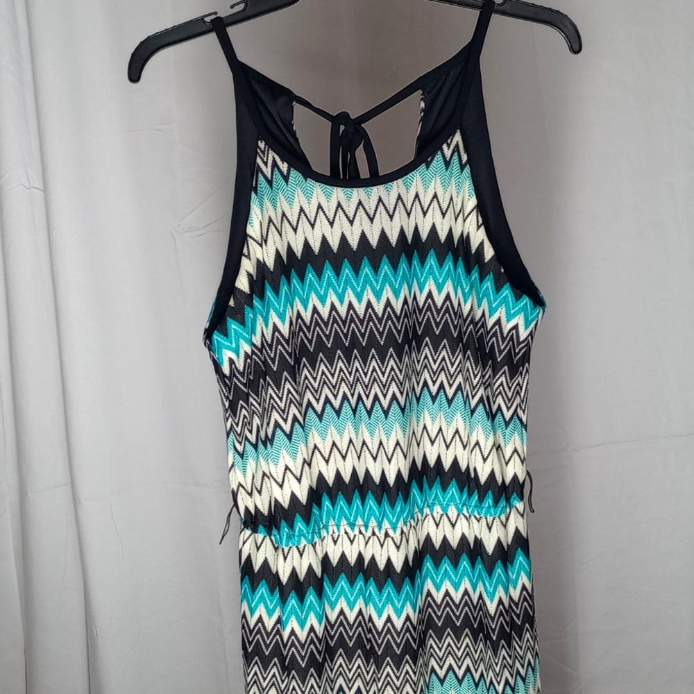 Bisou Bisou Michele Bohbot Dress Turquoise, black and cream